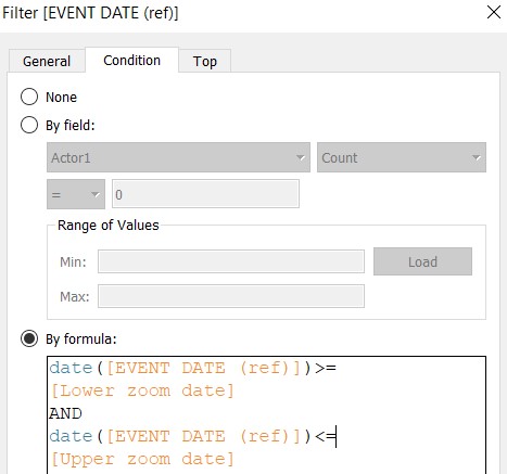 Filter seetting for event date (ref)