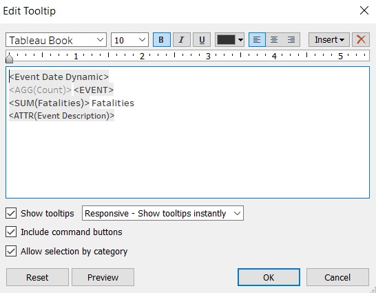 Tooltip of the line chart amended