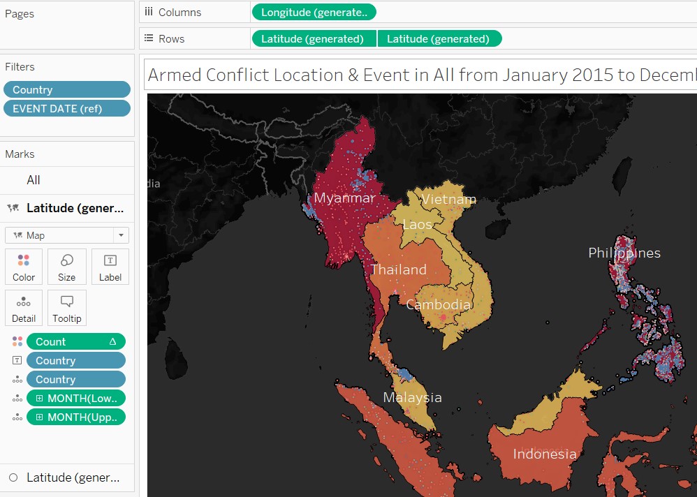 Worksheet after the changes