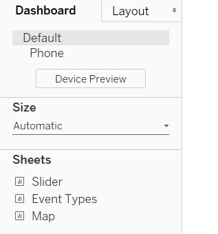 Setting of the dashboard