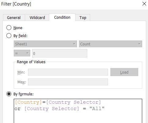 The filter setting of country is changed